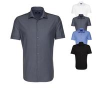 SN021001 Seidensticker Herren Hemd kurzarm Rückenabnhäher für die taillierte Passform White 44