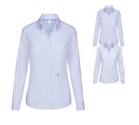 SN080619 Seidensticker Damen Bluse langarm körpernahe Passform Karo-/Streifenmuster Striped Light Blue - White 42