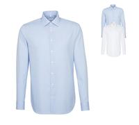 SN293600 Seidensticker Herren Hemd Karo/Streifen taillierte Passform langarm Striped Light Blue - White 46