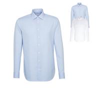 SN693600 Seidensticker Herren Hemd Karo/Streifen langarm tailliert Striped Light Blue - White 43