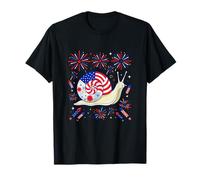 Snail Floral US Flag 4th of July Insect Lover Patriotic T-Shirt