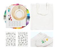 SNAIL GARDEN 156PCS Stickerei Set für Anfänger und Erwachsene, Umfassendes Kreuzstich Set mit Leinentasche, Wasserlöslichem Stabiliser, 100 Farben Stickgarn,5 Stickrahmen,Schere,Nadeln & Garnhalter