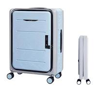 SnamicE Faltbarer Koffer, geräuschlose Kombinationsbox mit Frontöffnung, universeller Trolley mit Rollen, Verstellbarer Trolley mit DREI Geschwindigkeiten, für die Reise, Aprikos,Light Blue-24 in