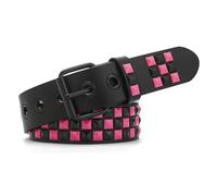Snceaw, Nietengürtel, Metall-Punk-Rock-Gürtel mit glänzenden Pyramidennieten für Damen und Herren, Fuchsia, 35-40W