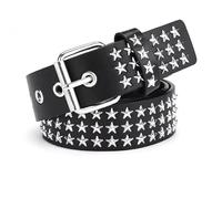 SNCEAW Nietengürtel, Punk-Rock-Nietengürtel mit hellen Pyramiden-Nieten, für Damen und Herren, 4-Sterne-Gürtel, Fit Pant 31-36 inch