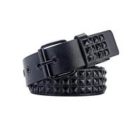 SNCEAW Nietengürtel, Punk-Rock-Nietengürtel mit hellen Pyramiden-Nieten für Damen und Herren, Luxuriöses Schwarz, Fit Pant 31-36 inch