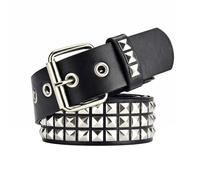 SNCEAW Punk Rock Nietengürtel aus Metall mit glänzenden Pyramidennieten für Damen und Herren, Schwarz:, Fit Pant 31-36 inch