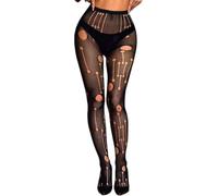 SNDE 1pcs Sexy Strumpfhosen Damen Schwarz Große Größen Hohe Taillen Loch Netzstrümpfe Netzstrumpfhose Pantyhose Sexy Strümpfe Fishnet Stockings Mollige Frauen Cosplay