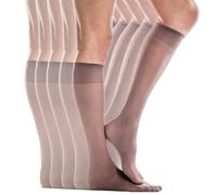 SNDE 5er Pack Knie Seidenfein 15 DEN transparente Nylon Fein-Kniestrümpfe seidig glänzend breiter Komfortbund Damen,Kniestrümpfe damen