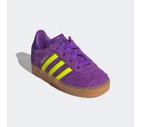 Sneaker ADIDAS ORIGINALS "GAZELLE COMFORT CLOSURE ELASTIC LACES KIDS", Kinder, Gr. 23, gelb (active lila, solar gelb, collegiate lila), Leder, Schuhe Sneaker, für Kinder (13758505-23) active lila, sol