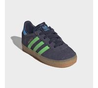 Sneaker ADIDAS ORIGINALS "GAZELLE COMFORT CLOSURE ELASTIC LACES KIDS", Kinder, Gr. 24, shadow navy, screaming grün, lucid aquamarine, Leder, Synthetik, Schuhe Sneaker, für Kinder (56721963-24) shadow