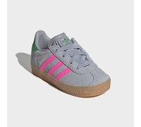 Sneaker ADIDAS ORIGINALS "GAZELLE COMFORT CLOSURE ELASTIC LACES KIDS", Kinder, Gr. 25, grau (halo silber, lucid pink, grün), Leder, Synthetik, Schuhe Sneaker, für Kinder (93795249-25) halo silber, luc