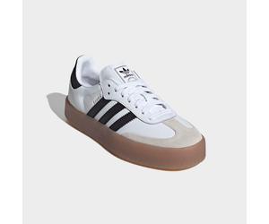 Sneaker ADIDAS ORIGINALS "SAMBA", Damen, Gr. 42, schwarz-weiß (cloud weiß, core schwarz, gold metallic), Leder, Synthetik, Schuhe Sneaker, Topseller (41653069-42) cloud weiß, core schwarz, gold metall