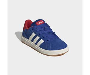Sneaker ADIDAS SPORTSWEAR "GRAND COURT 00S", Mädchen, Gr. 40, blau (collegiate royal, sanftes weiß, better scarlet), Leder, Synthetik, Schuhe Sneaker, Design auf den Spuren des adidas Campus 00, für K