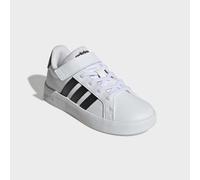 Sneaker ADIDAS SPORTSWEAR "GRAND COURT 3.0 FÜR KINDER", Mädchen, Gr. 28, schwarz-weiß (cloud weiß, core schwarz, ftwr weiß), Synthetik, Textil, Schuhe Sneaker, mit Klettverschluss, für Kinder (5018874