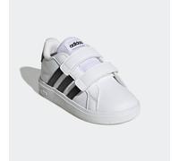 Sneaker ADIDAS SPORTSWEAR "GRAND COURT LIFESTYLE HOOK AND LOOP", Mädchen, Gr. 27, schwarz-weiß (cloud weiß, core schwarz, core schwarz), Synthetik, Textil, Schuhe Sneaker, für Kinder, Design auf den S