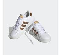 Sneaker ADIDAS SPORTSWEAR "GRAND COURT SUSTAINABLE LACE", Mädchen, Gr. 37, weiß (ftwwht, ftwwht, magold), Synthetik, Textil, Schuhe Sneaker, Design auf den Spuren des adidas Superstar, für Kinder & Ju