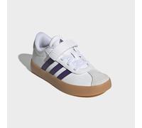 Sneaker ADIDAS SPORTSWEAR "VL COURT 3.0 KIDS", Mädchen, Gr. 32, cloud weiß, violet, gum 3, Leder, Synthetik, Schuhe Sneaker, inspiriert vom Design des adidas samba, für Kinder & Jugendliche (70237716-