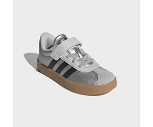 Sneaker ADIDAS SPORTSWEAR "VL COURT 3.0 KIDS", Mädchen, Gr. 32, silber metallic, core schwarz, lgh solid grau, Leder, Synthetik, Schuhe Sneaker, mit Klettverschluss, für Kinder & Jugendliche (75172720