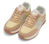 Sneaker ARA "MALIBU", Damen, Gr. 39, hellgelb, beige, weiß, Lederimitat, Textil, kontrastfarbene Details, Schuhe Sneaker, Freizeitschuh, Halbschuh, Schnürschuh in Komfortweite H (=sehr weit) (95955917