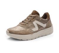 Sneaker ARA "NEW YORK", Damen, Gr. 6,5, beige (beige kombiniert), Synthetik, Textil, Glitzer, Schuhe Sneaker, Plateausneaker in Komfortweite H (= sehr weit) (29466523-6,5) beige kombiniert