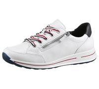 Sneaker ARA "OSAKA", Damen, Gr. 5,5 (38,5), bunt (weiß, dunkelblau), Glattleder, kontrastfarbene Details, Schuhe Sneaker, mit Reißverschluss, H-Weite, Freizeitschuh, Halbschuh, Schnürschuh (58352242-5