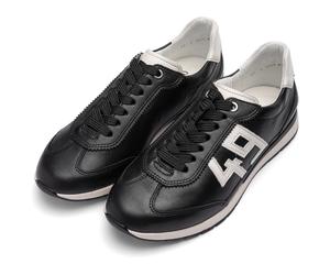 Sneaker ARA "PORTOFINO", Damen, Gr. 38, schwarz-weiß (schwarz, creme), Glattleder, Schuhe Sneaker, Freizeitschuh, Halbschuh, Schnürschuh in Bequemweite G 1/2 (= weit) (72648167-38) schwarz, creme