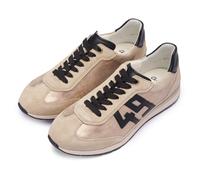 Sneaker ARA "PORTOFINO", Damen, Gr. 39, hellbeige, schwarz, Glattleder, Veloursleder, Schuhe Sneaker, Freizeitschuh, Halbschuh, Schnürschuh in Bequemweite G 1/2 (= weit) (13104137-39) hellbeige, schwa
