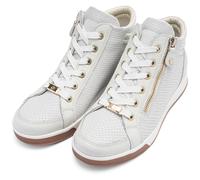 Sneaker ARA "ROM", Damen, Gr. 7 (41), weiß, Glattleder, Leder, Reptilienprägung, Schuhe Sneaker, Freizeitschuh, High-Top-Sneaker, Schnürschuh in Schuhweite G (=weit) (21382614-7) weiß