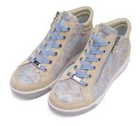 Sneaker ARA "ROM", Damen, Gr. 8,5 (42,5), hellbeige, hellblau, Leder, Veloursleder, Reptilienprägung, Schuhe Sneaker, Freizeitschuh, High-Top-Sneaker, Schnürschuh in Schuhweite G (=weit) (42948233-8,5