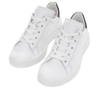 Sneaker ARA "ROM", Damen, Gr. 9 (43), weiß (weiß, dunkelbau), Glattleder, kontrastfarbene Details, Schuhe Sneaker, Schnürschuh, Retro Sneaker, Komfortschuh in Bequemweite G (= weit) (63422855-9) weiß,