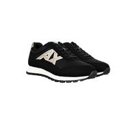 Armani Exchange Damen Essential, Drop, Microsuede Details Sneaker, Black Pale Gold, 39 EU