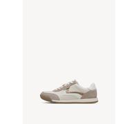 Sneaker TAMARIS, Damen, Gr. 37, beige (creme), Textil, Leder, Lederimitat, unifarben mit Farbeinsätzen, sportlich, Schuhe, Freizeitschuh, Halbschuh, Schnürschuh, weich gepolsterter Schaftrand, Topsell