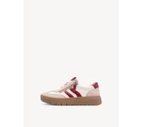 Tamaris Damen Low Sneaker Comfort Wide Fit – Beige/Red – Größe 40 EU