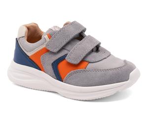 Sneaker BISGAARD "yuki Weite: normal", Mädchen, Gr. 33, grau (rock), Leder, Textil, Colorblocking, Schuhe Sneaker, Freizeitschuh mit Lederfutter, Größenschablone zum Download (15052023-33)