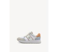Plateausneaker TAMARIS, Damen, Gr. 37, blau (hellblau kombiniert), Textil, Lederimitat, sportlich, Schuhe, Freizeitschuh, Halbschuh, Schnürschuh mit farbigen Besätzen (24683454-37) hellblau kombiniert