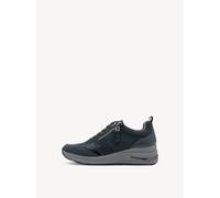 Tamaris Comfort Damen Sneaker flach mit Schnürsenkeln mit Reißverschluss, Blau (Navy Suede), 39 EU