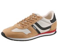 Sneaker BOSS ORANGE "Levon_Runn_", Herren, Gr. 43, taupe kombiniert, Lederimitat, Textil, kontrastfarbene Details, unifarben mit Farbeinsätzen, Schuhe Sneaker, Freizeitschuh, Halbschuh, Schnürschuh mi