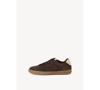 Plateausneaker TAMARIS, Damen, Gr. 41, dunkelbraun kombiniert, Veloursleder, aufgeraut, Basic, Schuhe Plateausneaker, Freizeitschuh, Schnürer, Halbschuh im Retro-Look (91088657-41) dunkelbraun kombini