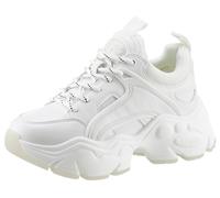 Sneaker BUFFALO "BINARY", Damen, Gr. 38, weiß, Lederimitat, Textil, Schuhe Sneaker, in monochromer Optik, Freizeitschuh, Halbschuh, Schnürschuh (84727731-38) weiß