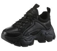 Sneaker BUFFALO "BINARY", Damen, Gr. 41, schwarz, Lederimitat, Textil, Schuhe Sneaker, in monochromer Optik, Freizeitschuh, Halbschuh, Schnürschuh (60339160-41) schwarz