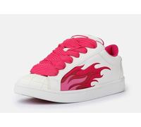 Sneaker BUFFALO "LIBERTY", Damen, Gr. 40, weiß, pink, Lederimitat, kontrastfarbene Details, Schuhe Sneaker, Freizeitschuh, Schnürschuh, Halbschuh mit trendigem Flammenmotiv (28067102-40) weiß, pink