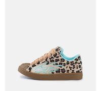 Sneaker BUFFALO "LIBERTY FLAME", Damen, Gr. 36, leo, hellblau, Textil, Schuhe Sneaker, Trend-Sneaker mit Flammenmotiv im Leo-Look (69890661-36) leo, hellblau