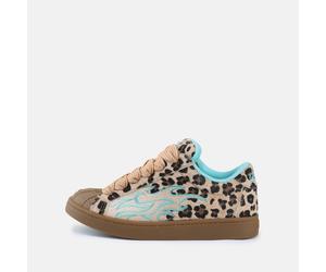 Sneaker BUFFALO "LIBERTY FLAME", Damen, Gr. 37, leo, hellblau, Textil, Schuhe Sneaker, Trend-Sneaker mit Flammenmotiv im Leo-Look (69890661-37) leo, hellblau
