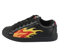 Sneaker BUFFALO "LIBERTY", Herren, Gr. 44, schwarz (schwarz, flamme), Lederimitat, Schuhe Sneaker, Freizeitschuh, Halbschuh, Schnürschuh mit Flammen-Motiv (76210321-44)