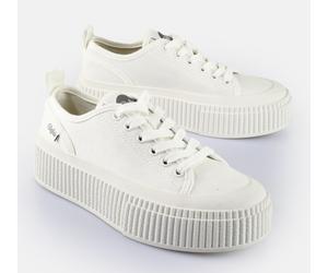 Sneaker BUFFALO "MADISON", Damen, Gr. 41, weiß, Textil, Schuhe Sneaker, Freizeitsneaker, Halbschuh, Schnürschuh mit Memory Foam Fußbett (75536857-41) weiß