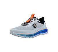 Sneaker BUGATTI, Herren, Gr. 46, weiß, blau, Textil, Schuhe Sneaker, Freizeitschnürer, Halbschuh im Materialmix (91668244-46) weiß, blau