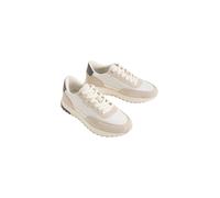Sneaker CALVIN KLEIN "CITY RUNNER LACEUP NY MIX", Herren, Gr. 44, weiß, beige, grau, Leder, Textil, Veloursleder, kontrastfarbene Details, unifarben mit Farbeinsätzen, Basic, Schuhe Sneaker, Chunky Sn