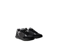 Sneaker CALVIN KLEIN "CITY RUNNER LACEUP NY-SU", Herren, Gr. 41, schwarz, kombiniert, Leder, Textil, unifarben mit Farbeinsatz, Basic, Schuhe Sneaker, Freizeitschuh, Schnürschuh, Halbschuh mit CK-Schr