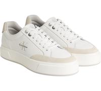 Sneaker CALVIN KLEIN JEANS "BASKET CUPSOLE LACEUP LTH MIX", Damen, Gr. 37, weiß, beige, Leder, Lederimitat, unifarben mit Farbeinsatz, Schuhe Sneaker (57273237-37) weiß, beige